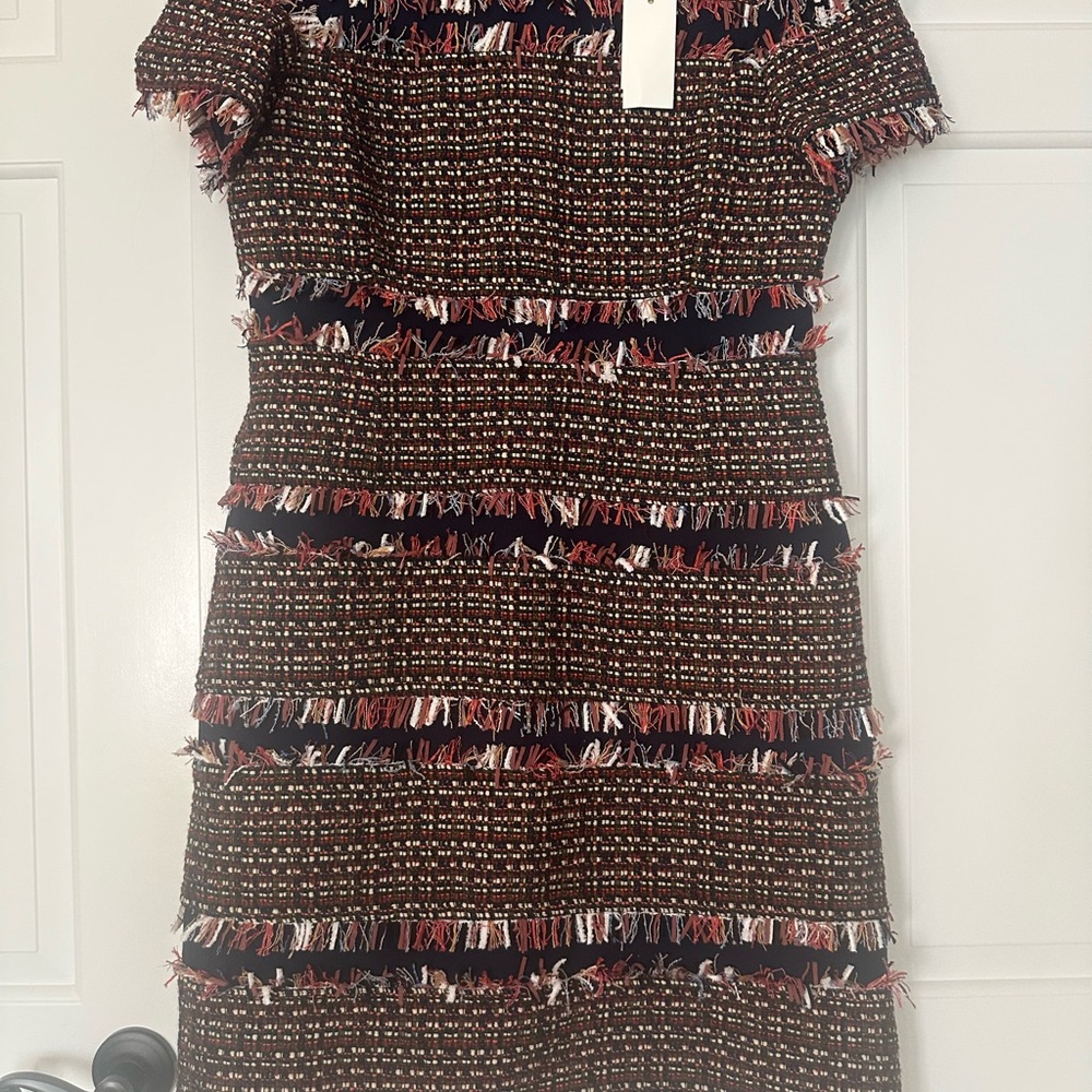 Tory Burch Brown Tweed Midi Dress